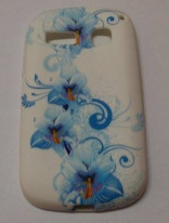 Силиконов гръб ТПУ за Alcatel One Touch POP C3 4033 / 4033x / 4033D бял със сини цветя